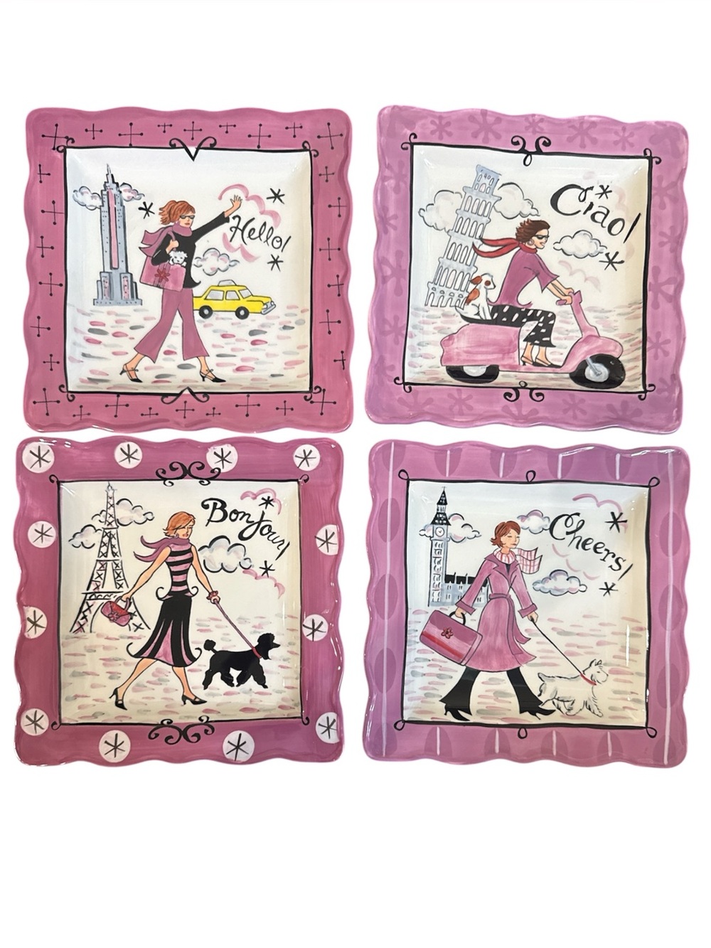 Jet Set Dessert Illustration Plates